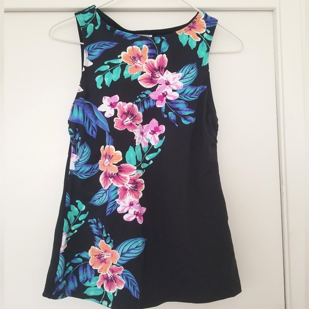 Lands End floral swim top